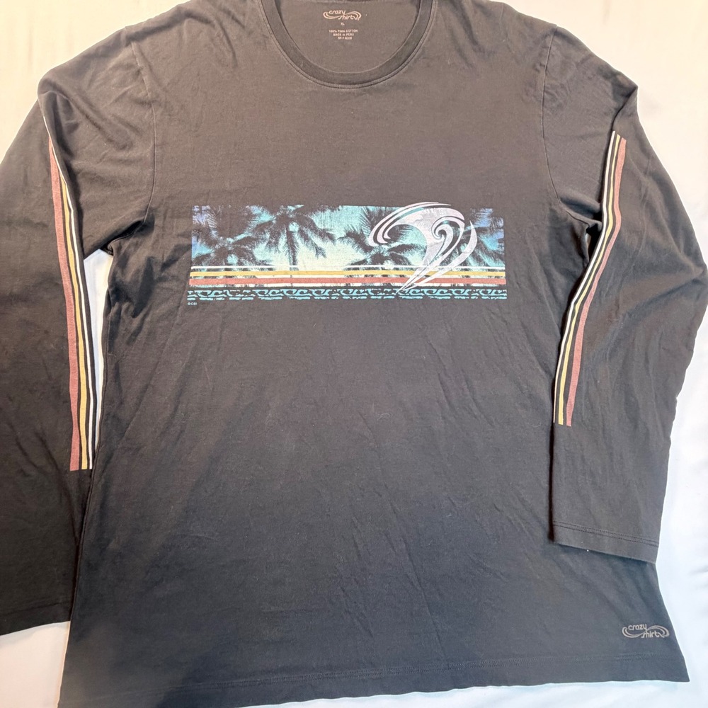 Crazy Shirts Long Sleeve T Shirt Mens‎ XL Pima Cotton Surf Palm Graphic